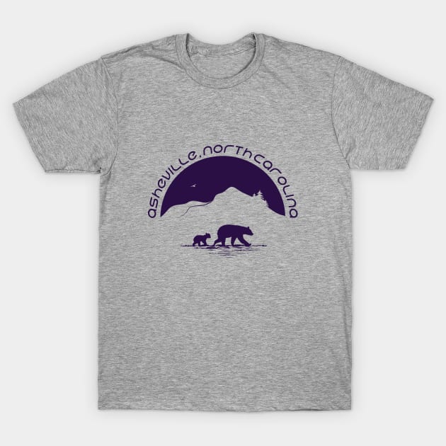 Momma Black Bear & Cubs - Asheville, NC - Purple 11 T-Shirt by AVL Merch